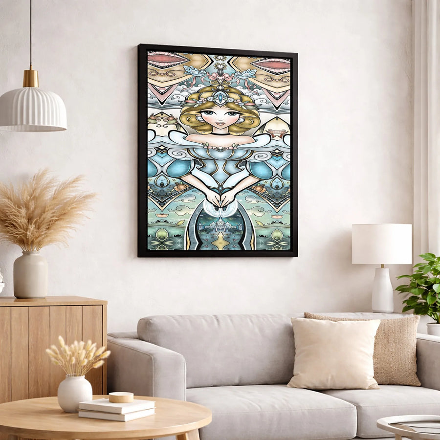 Art Nouveau Princess Canvas Print | Magical Fairytale Castle Decor | Premium Fade-Resistant Wall Art | Whimsical Bedroom Decor For Girls