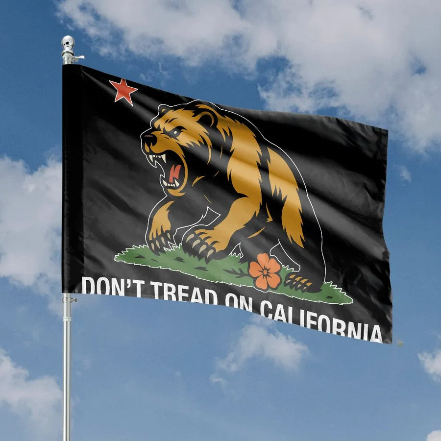 Don't Tread On California Flag | Political Golden State Bear Design | Premium Weatherproof Polyester | Patriotic Yard Decor Gift