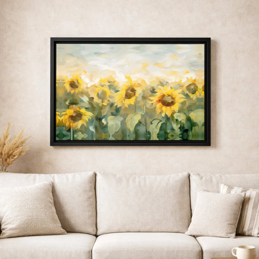 Sunflower Field Wall Art | Abstract Floral Canvas Print | Gallery-Quality 1.25 Inch Wrap | Nature Home Decor Gift for Living Room