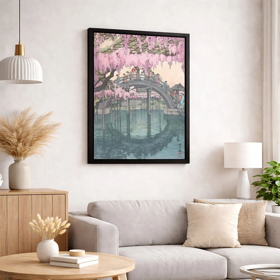 Wisteria at Kameido Tenjin Shrine Canvas Wall Art | Hiroshige Ukiyo-e Japanese Print | Gallery-Quality Fade-Resistant | Aesthetic Home Decor Gift