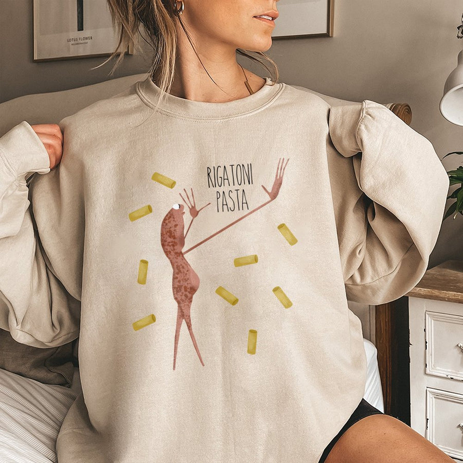 Marcus The Worm Sweatshirt | Funny Rigatoni Pasta Meme Graphic | Premium Cotton Blend Crewneck | Trendy Internet Culture Gift For Gamers