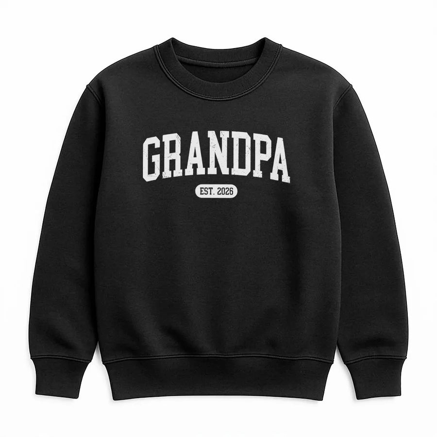 Grandpa Est Shirt | Retro Varsity Font Graphic Tee | Premium Comfort Colors Cotton | New Grandpa Announcement Gift for Men