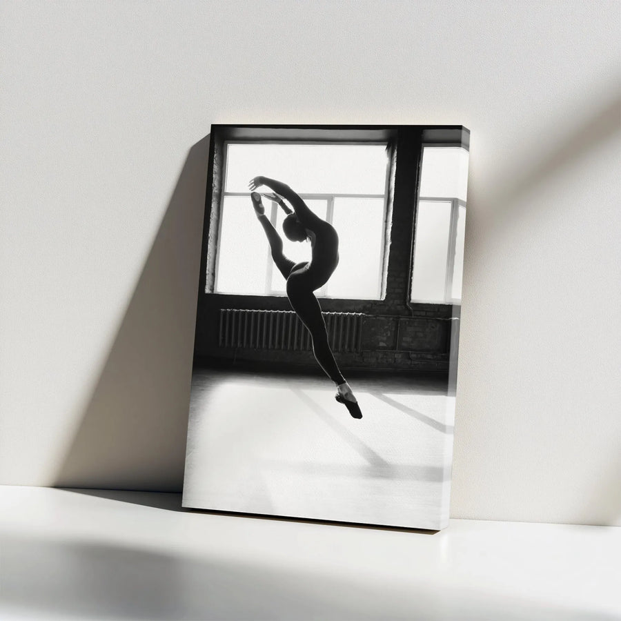 Elegant Dancer Vertical Canvas | Black and White Ballerina Silhouette Photography | Premium High-Resolution Print | Gift for Dancers & Studio Decor