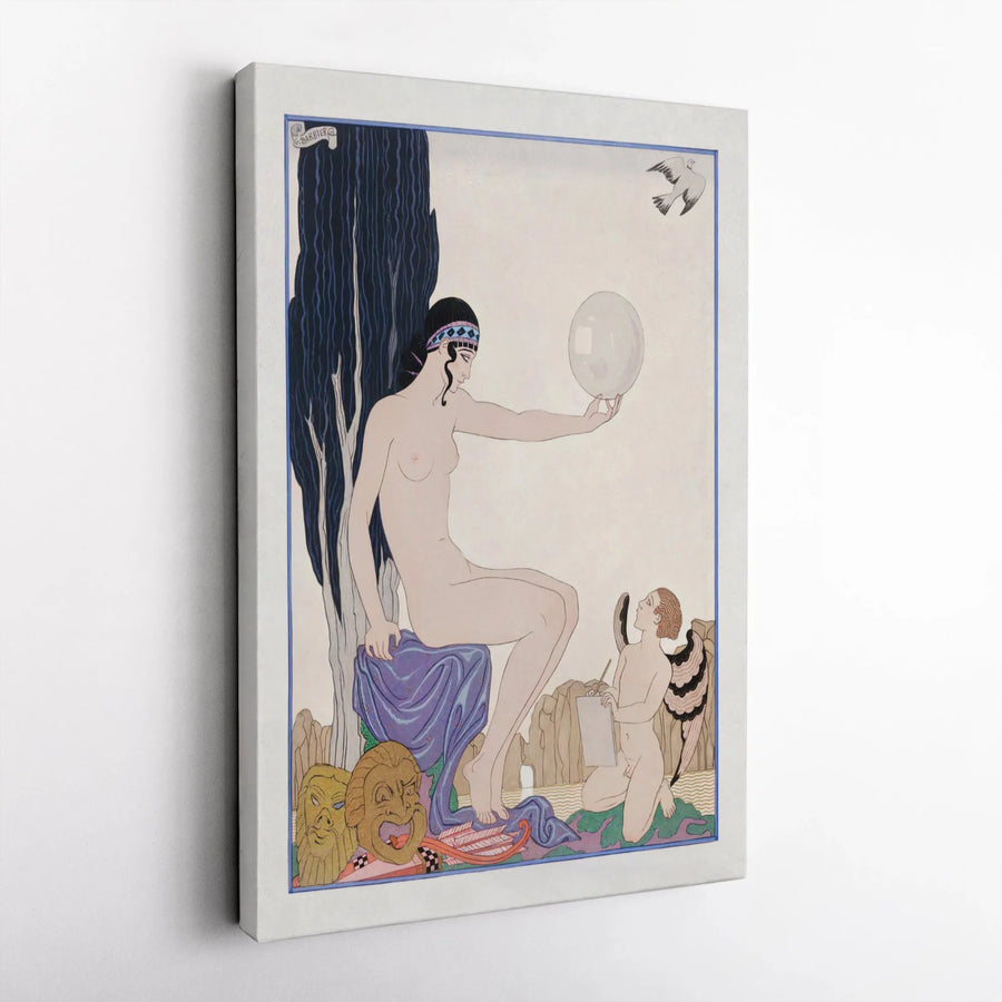 George Barbier Le Miroir De La Vérité Canvas Print | Art Deco Muse Wall Art | Premium 1.25 Inch Gallery Wrap | Vintage Fine Art Home Decor Gift