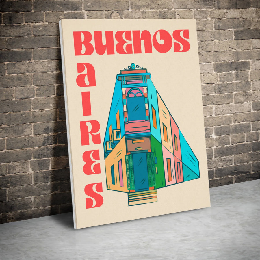 Buenos Aires Wall Art | Colorful Architecture Travel Poster | Premium Gallery-Wrapped Canvas | Travel Decor Gift for Home or Office