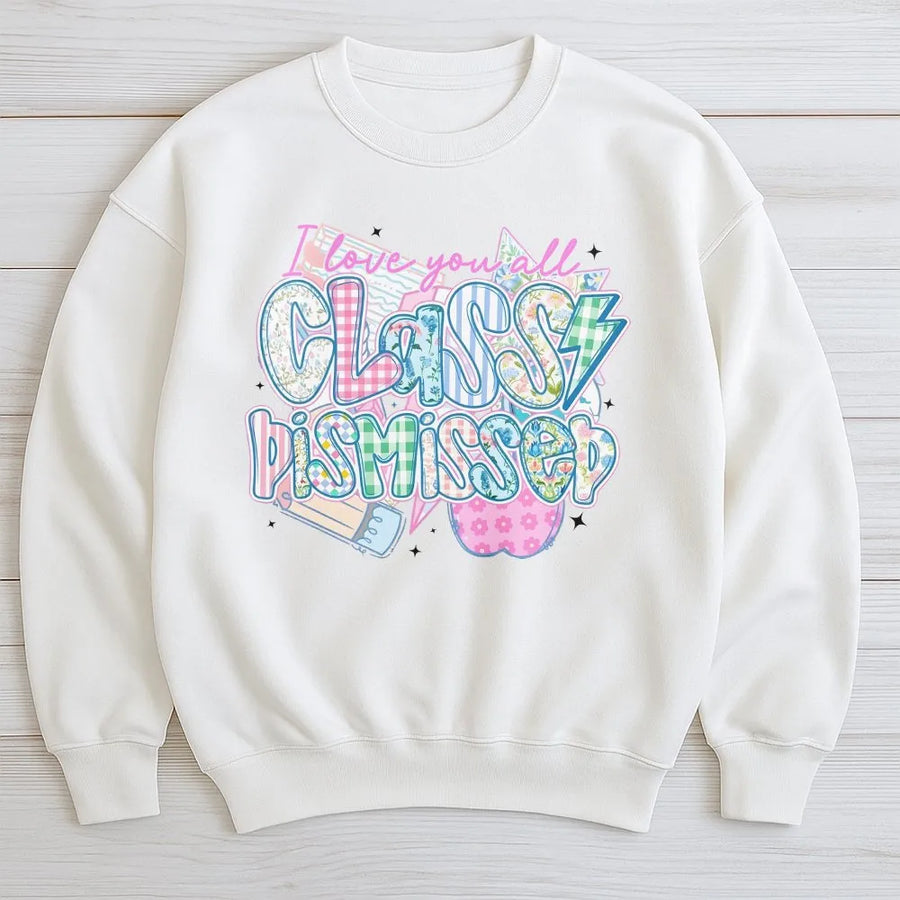 Last Day of School Teacher Sweatshirt | Retro Class Dismissed Graphic | Comfort Colors Cotton Tee | End of Year Gift for Educators