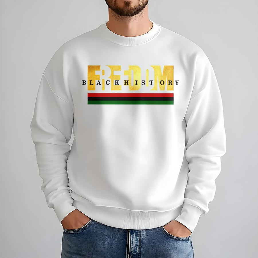 Freedom Black History Sweatshirt | Pan-African Flag Graphic Design | Premium Cotton Blend Crewneck | Empowering Gift for Men and Women