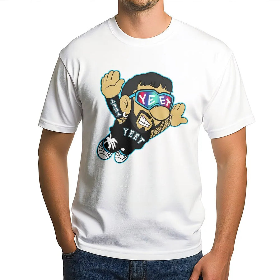 Yeet Wrestling Graphic T-Shirt | Cartoon Pro Wrestler Design | Premium Soft Cotton | Funny Sports Fan Gift for Men and Women