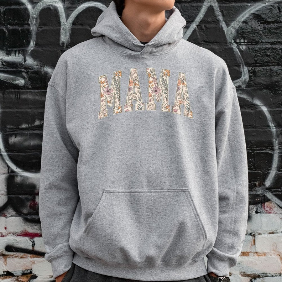 Floral Mama Hoodie | Retro Botanical Lettering Graphic | Premium Cotton Blend Comfort | Gift For Mom Mother's Day 2026 Birthday Sweatshirt