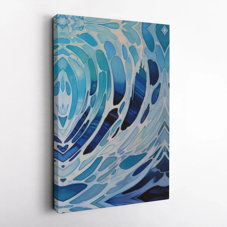 Abstract Water Canvas Wall Art | Blue Fluid Ripple Painting Print | Premium Gallery Wrap Decor | Modern Living Room & Office Statement Artwork