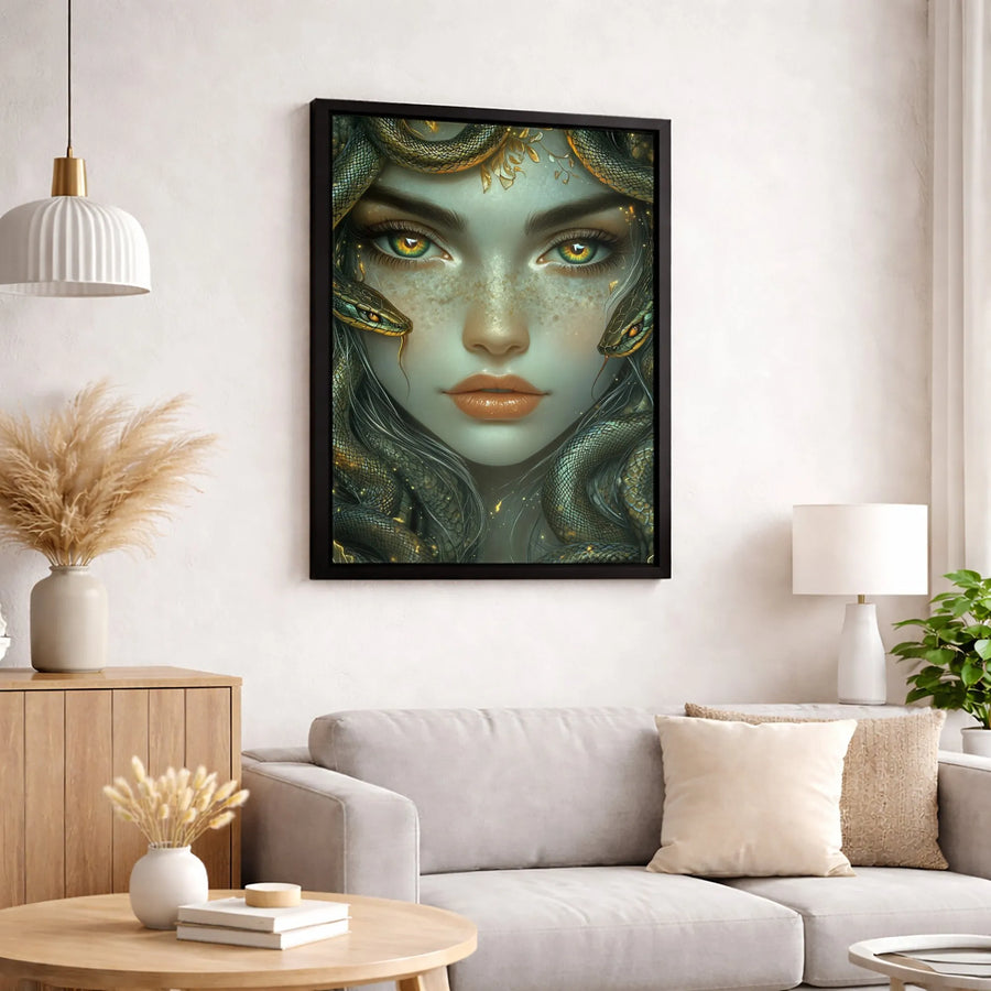Medusa Wall Art Canvas | Enchanting Snake Hair Portrait | Gallery-Quality 1.25 Inch Profile | Greek Mythology Decor Gift