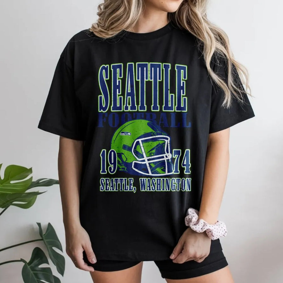 Seattle Football 1974 Seattle, Washington Vintage Seahawks Football Helmet T-Shirt