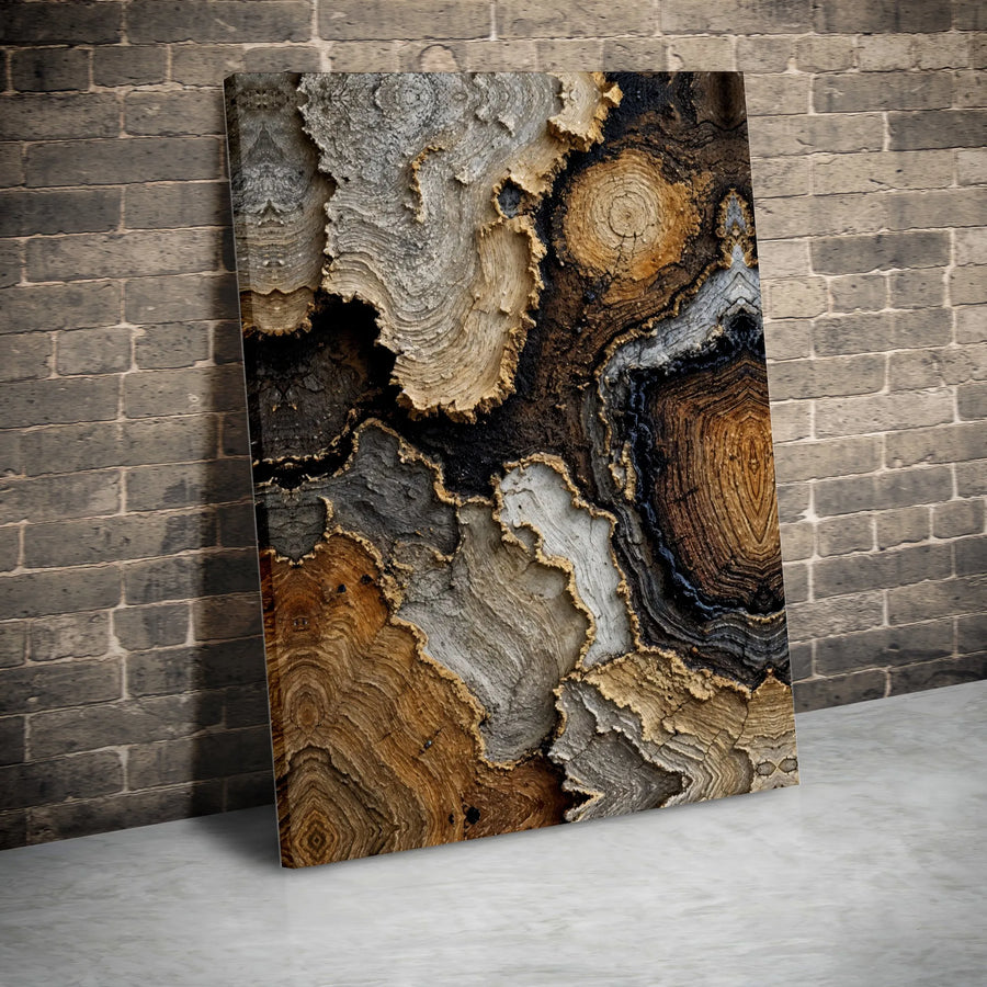 Abstract Wood Grain Canvas Wall Art | Rustic Earth Tone Tree Ring Design | Premium Gallery Wrapped Print | Modern Home or Office Decor Gift