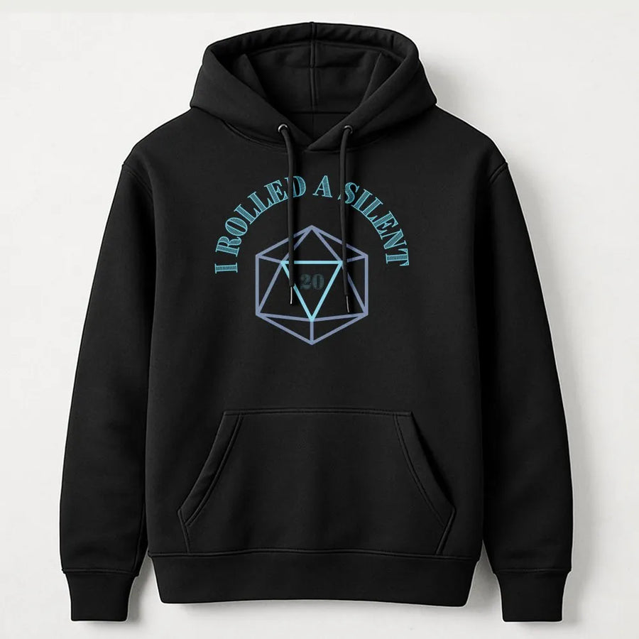 D20 Dice Hoodie | I Rolled a Silent 20 Graphic | Premium Cotton Blend | Gift for RPG Tabletop Gamers and DM