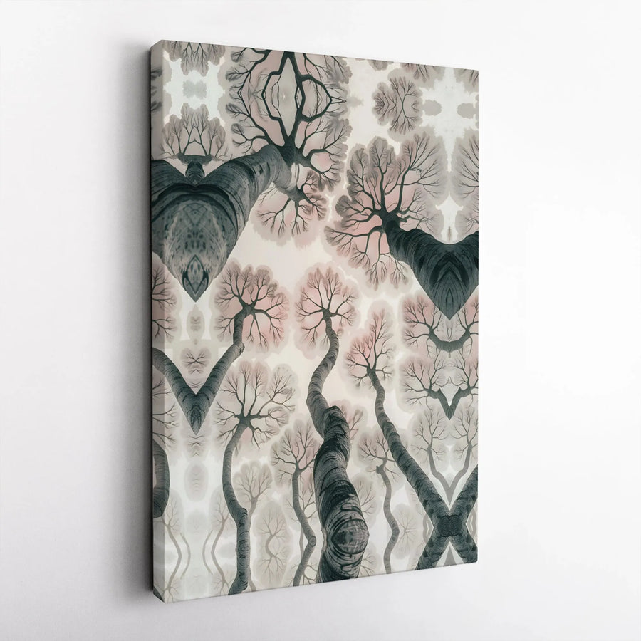 Abstract Tree Canopy Canvas Print | Surreal Upward View Forest Art | Premium Fade-Resistant Canvas | Modern Home Decor Gift