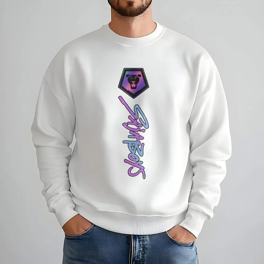 Skater Graphic Sweatshirt | Vaporwave Panther Crest & Graffiti Text | Premium 100% Cotton | Streetwear Gift for Men & Women
