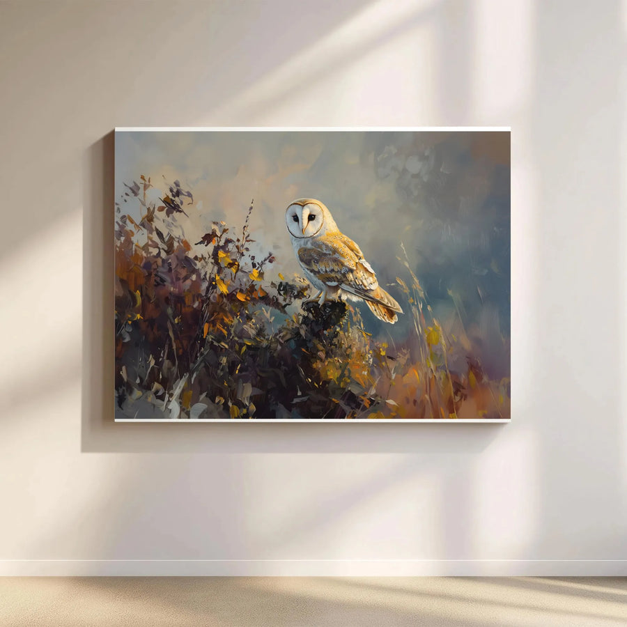 Barn Owl Canvas Wall Art | Impressionist Wildlife Oil Painting Print | Premium 1.25-Inch Gallery Wrap | Nature-Inspired Home Decor Gift