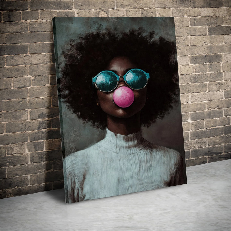Black Woman Art Print | Afro Aesthetic Wall Decor | Premium Gallery Wrapped Canvas | Stylish Pop Culture Gift for Home Office