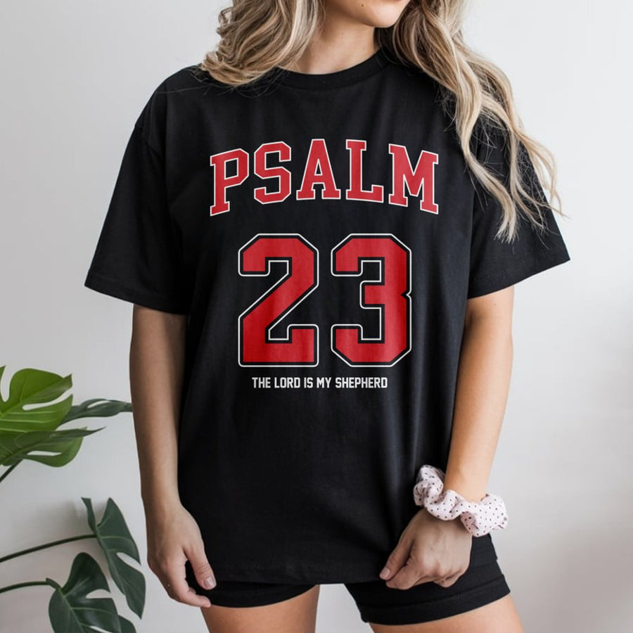 Psalm 23 T-Shirt | The Lord Is My Shepherd Jersey Design | Premium Cotton Religious Graphic Tee | Christian Faith Gift for Men and Women