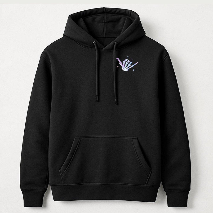 Skeleton Hand Hoodie | Shaka Sign Graphic Print | Premium Soft Cotton Blend | Aesthetic Grunge Streetwear Gift for Teens and Adults