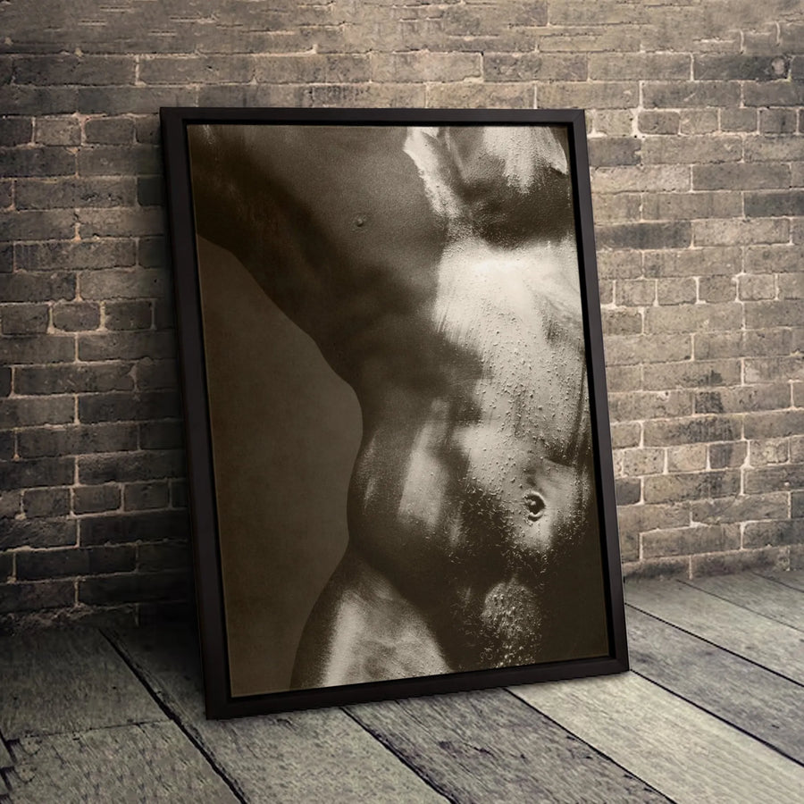 Male Torso Wall Art | Artistic Sepia Photography Canvas | 1.25-Inch Premium Gallery Profile | Modern Home Decor Gift for Him