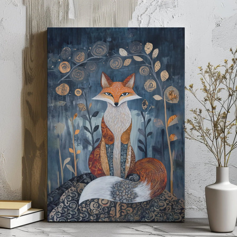Fox Canvas Wall Art | Whimsical Forest Woodland Animal Print | Premium Gallery Wrap Decor | Nature Inspired Home Office Wall Decor