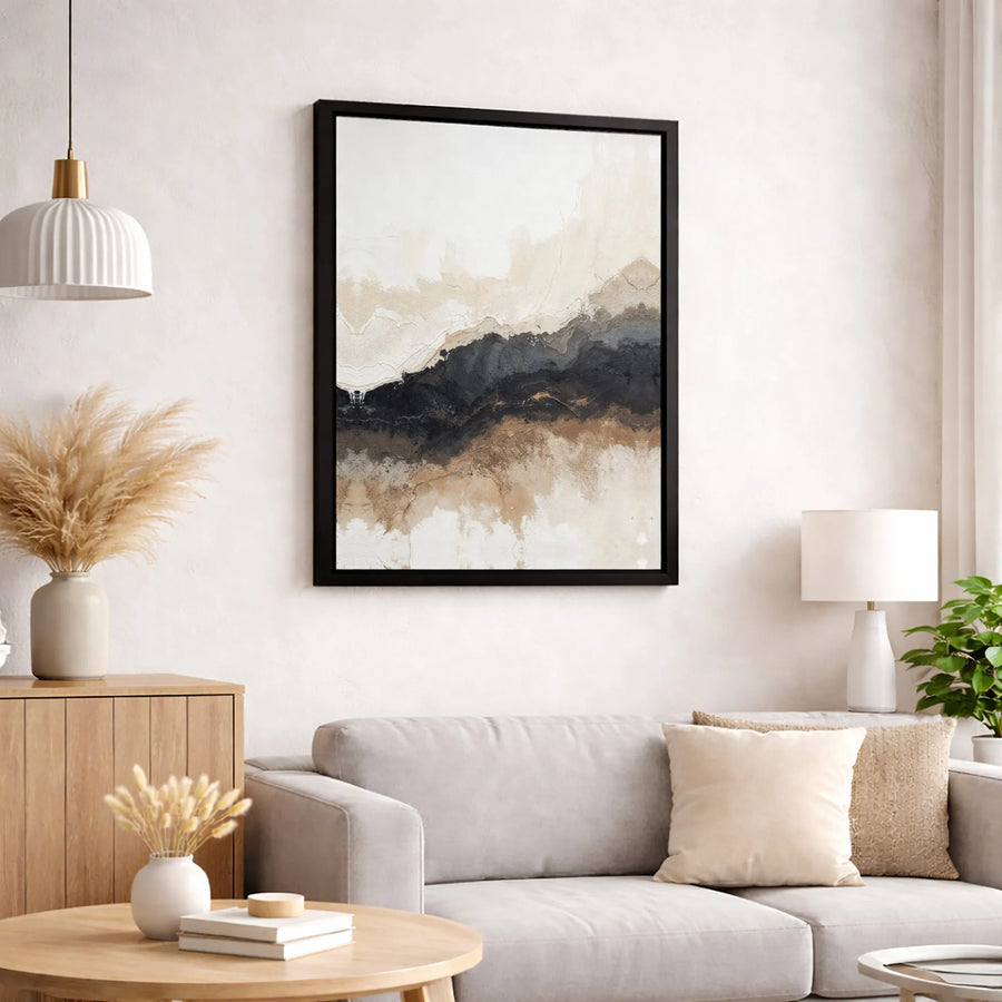 Abstract Landscape Canvas Wall Art | Neutral Earthy Tones Texture | Premium Fade-Resistant Gallery Wrap | Modern Home Office Decor Gift
