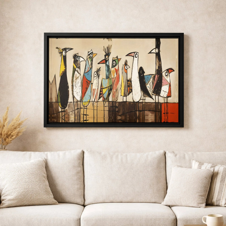 Abstract Bird Wall Art | Mid-Century Modern Stylized Bird Canvas | Premium Gallery Wrapped Print | Unique Home Decor Gift for Bird Lovers