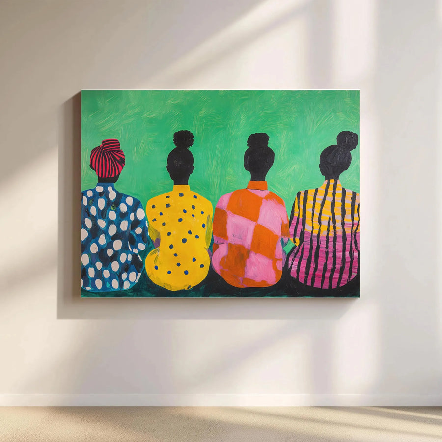 Black Women Wall Art | Vibrant Cultural Portrait Canvas Print | Premium Gallery Wrap Decor | Modern Afrocentric Living Room Gift