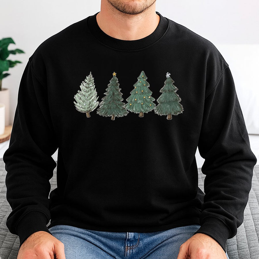 Christmas Tree Sweatshirt | Hand-Drawn Minimalist Pine Design | Premium Cotton Blend | Cozy Holiday Gift for Women and Men