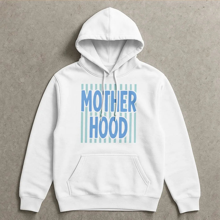 Motherhood Hoodie | Preppy Striped Graphic Crewneck | Soft Cotton Blend | Unique Mother's Day Gift For New Mom