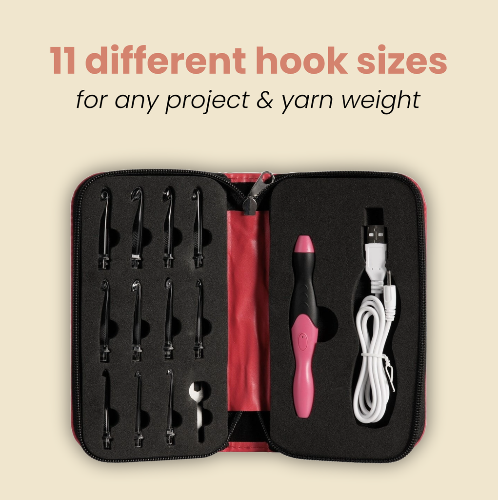 BrightHook LED crocheting kit with 11 hooks