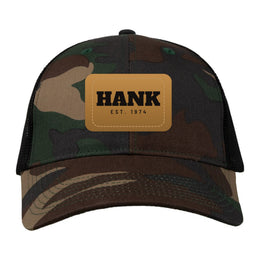 Custom Leather Patch Trucker Hat — His Name & Year