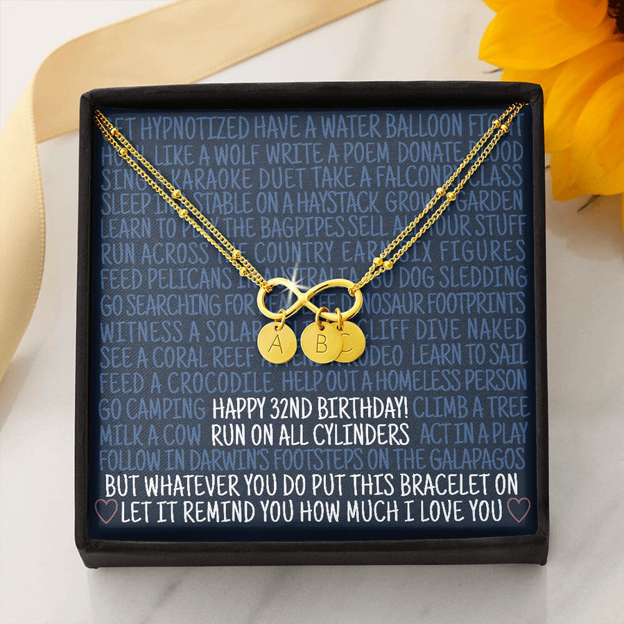 32nd Birthday Gift Bracelet: Birthday Gift, Jewelry Gift For Her, Personalized Infinity Bracelet