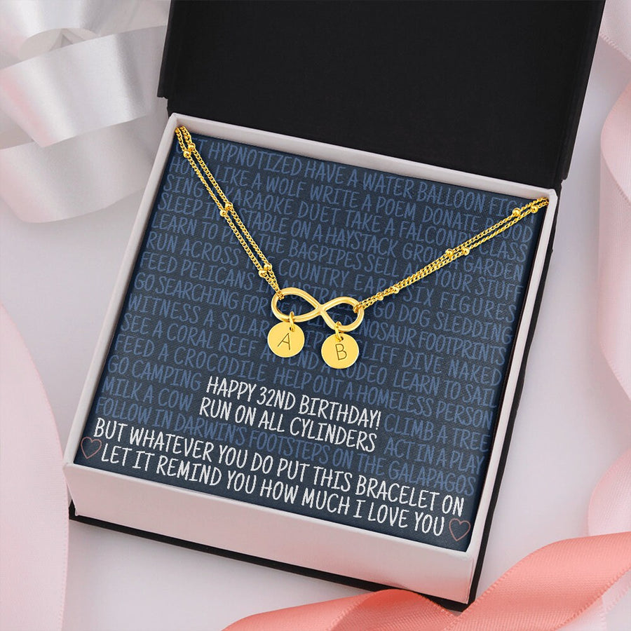 32nd Birthday Gift Bracelet: Birthday Gift, Jewelry Gift For Her, Personalized Infinity Bracelet