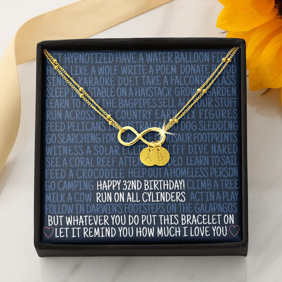 32nd Birthday Gift Bracelet: Birthday Gift, Jewelry Gift For Her, Personalized Infinity Bracelet