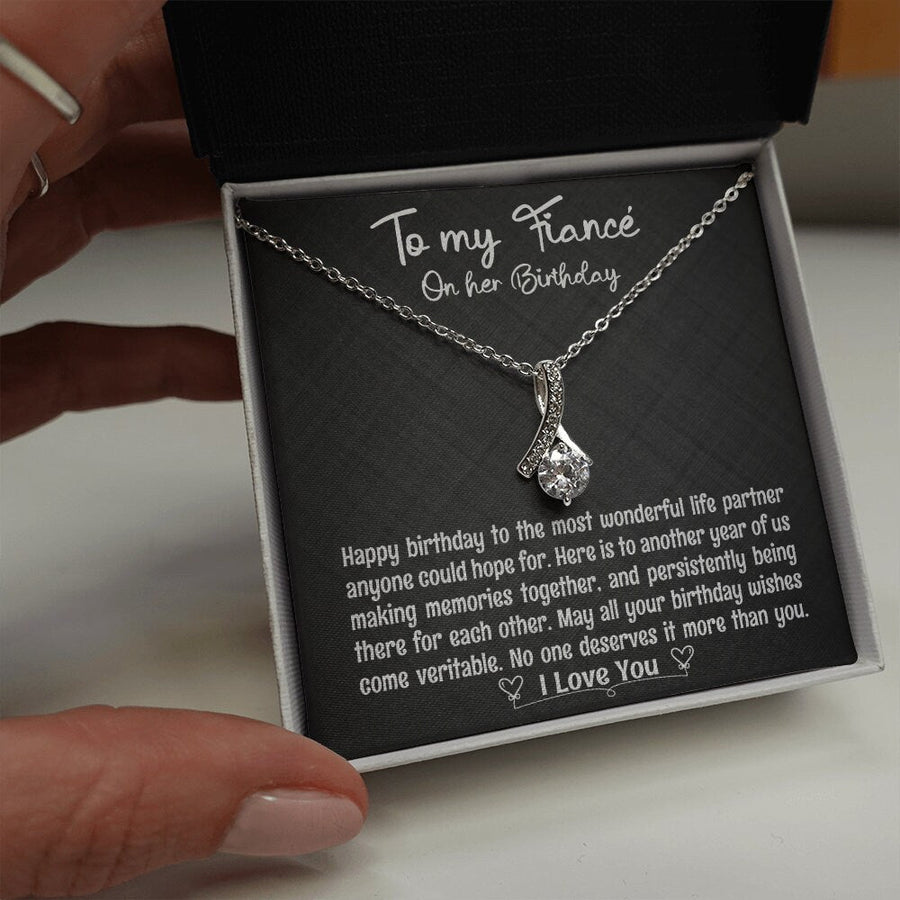 Happy Birthday Fiancé Gift, Fiancé Birthday Jewelry, Fiancé BD Necklace Gift, Fiancé Thoughtful Gift, Message Card Quote For Fiancé BD