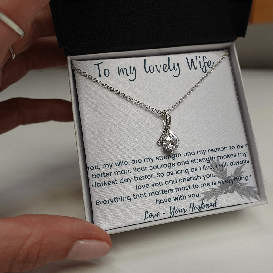 To wife love ribbon necklace