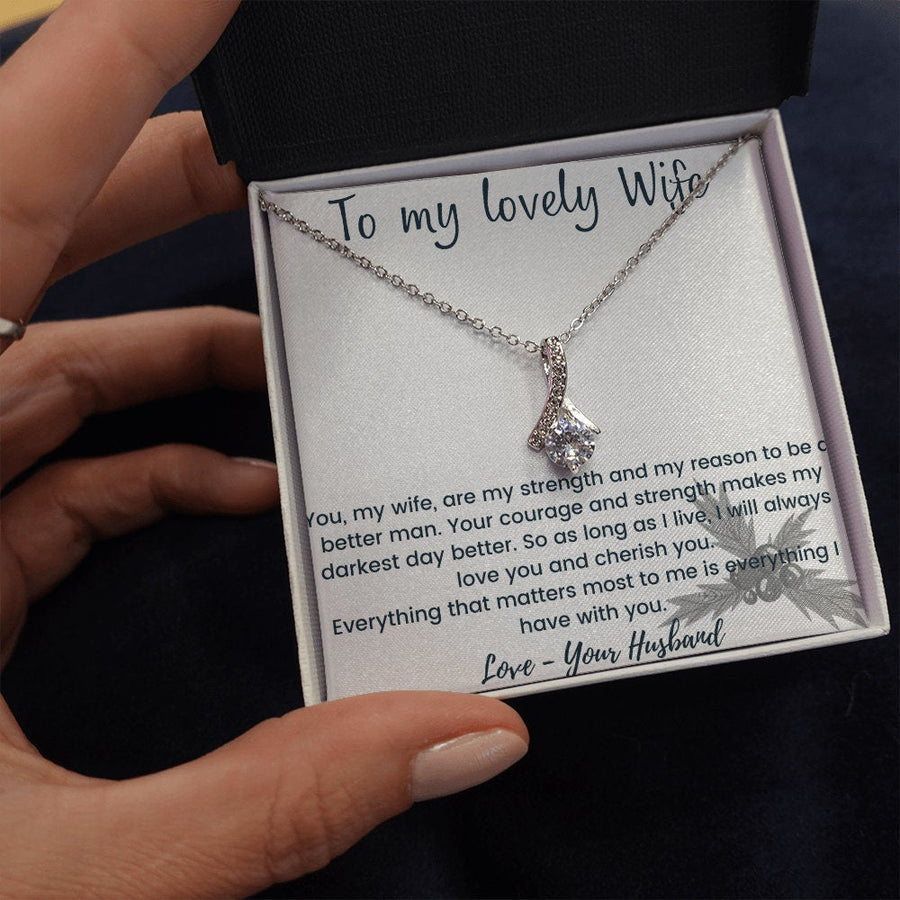 To wife love ribbon necklace