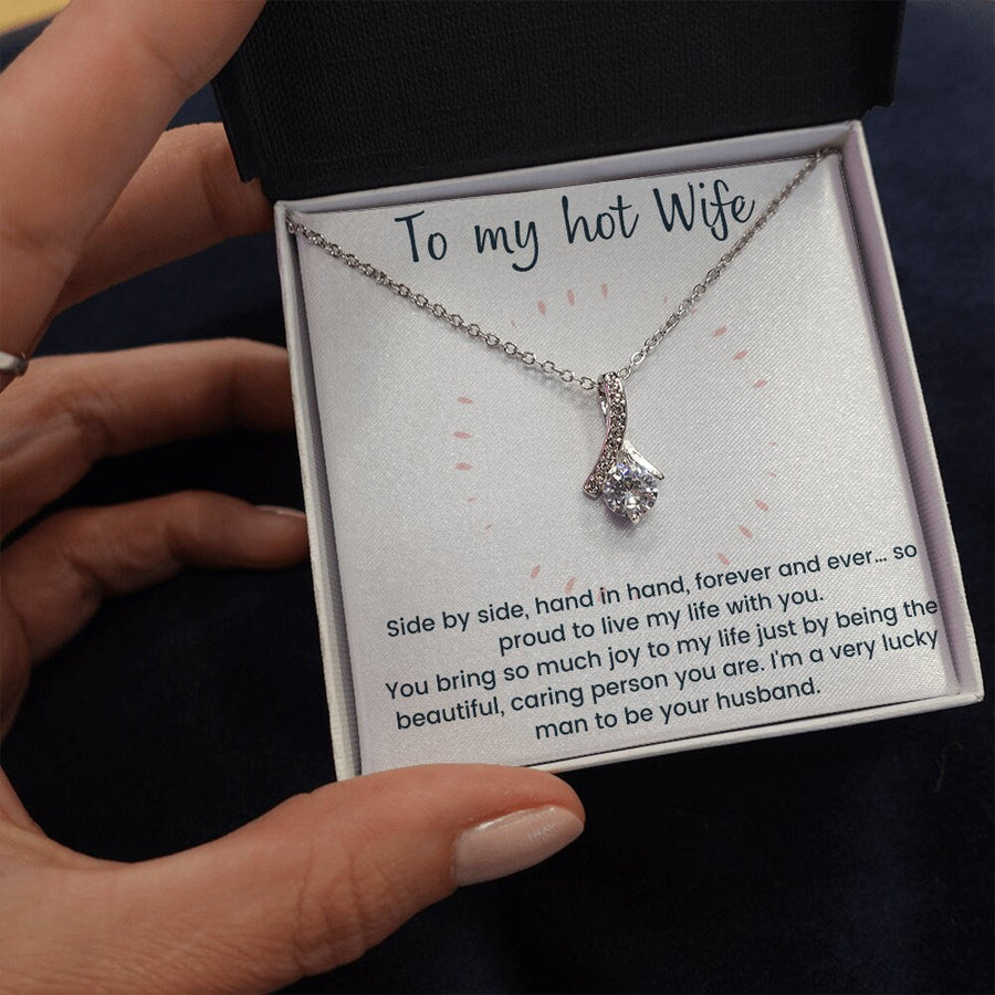 Hot wife love ribbon necklace