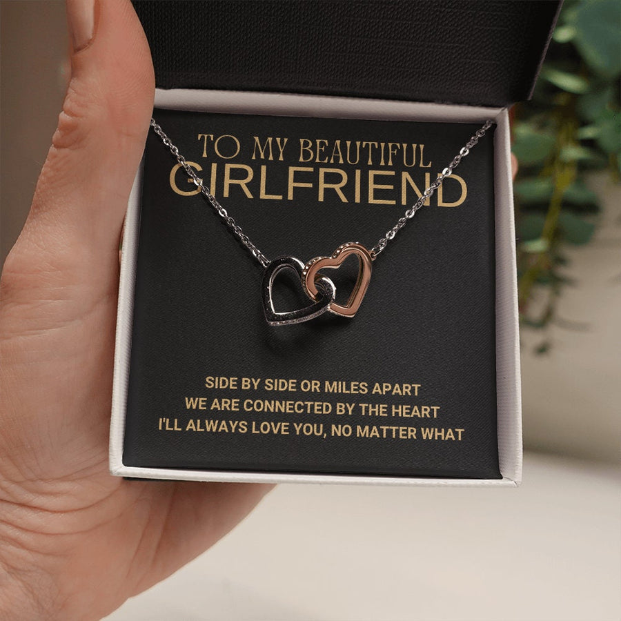 Long distance relationship gift for girlfriend, love knot necklace, missing you gift
