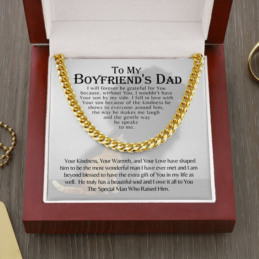 To My Boyfriends Dad Father Gift, Cuban link Chain, Necklace, for Christmas, Birthday, Just Because, Fathers Day, Present, Stocking Stuffer