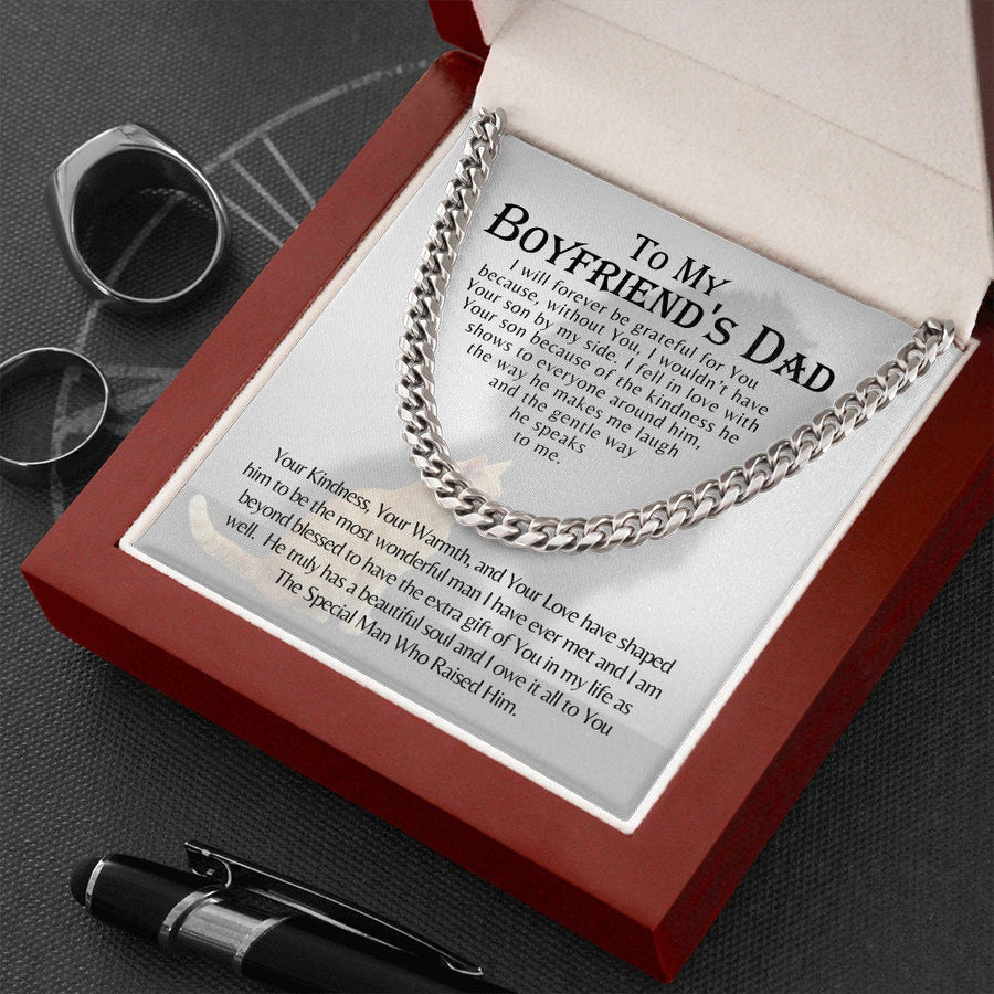 To My Boyfriends Dad Father Gift, Cuban link Chain, Necklace, for Christmas, Birthday, Just Because, Fathers Day, Present, Stocking Stuffer