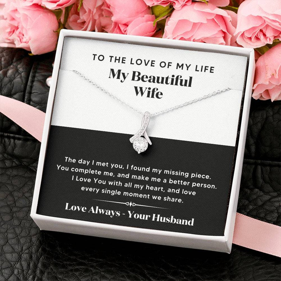 My Beautiful Wife - Alluring Beauty Necklace - Anniversary Gift for Wife, Birthday Gift for Wife, Gift for Wife Necklace for Wife