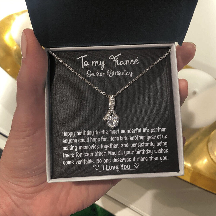Happy Birthday Fiancé Gift, Fiancé Birthday Jewelry, Fiancé BD Necklace Gift, Fiancé Thoughtful Gift, Message Card Quote For Fiancé BD