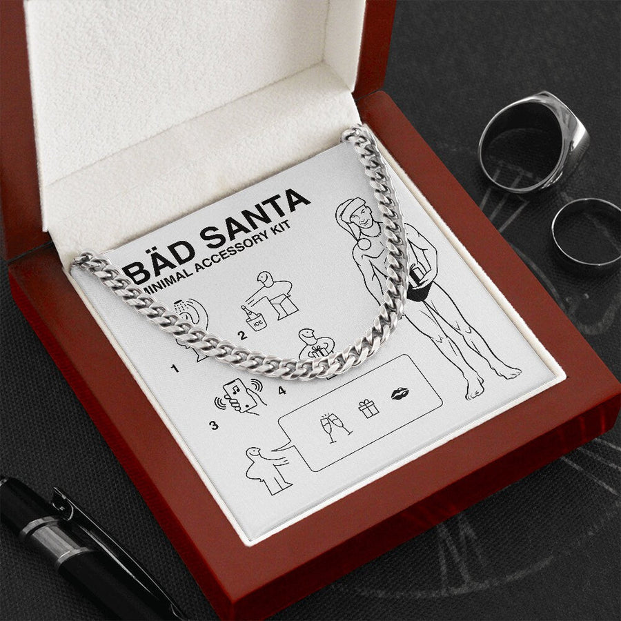 Christmas gift for boyfriend - Cuban Link Chain Necklace with Ikea style Message card