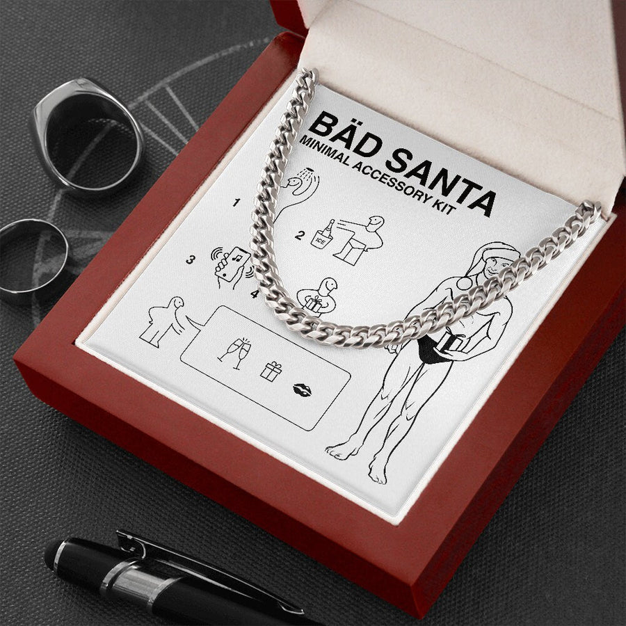 Christmas gift for boyfriend - Cuban Link Chain Necklace with Ikea style Message card