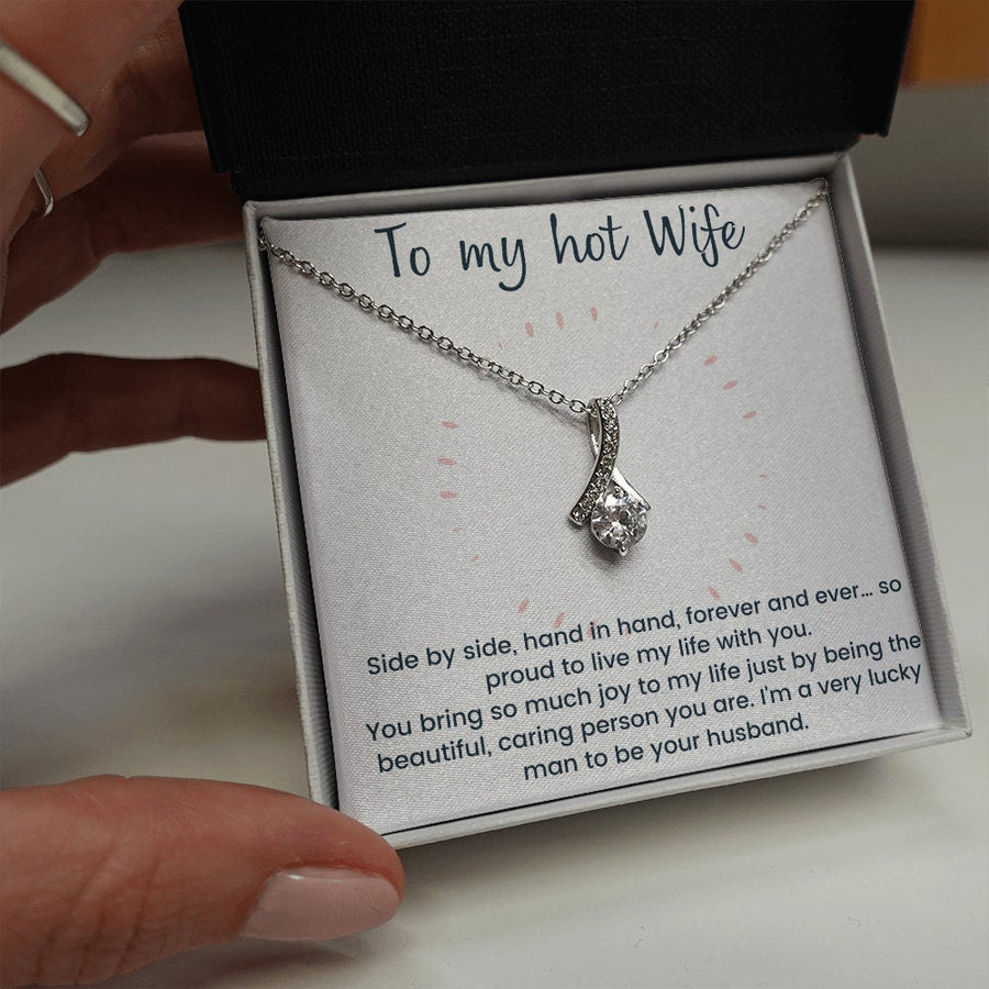 Hot wife love ribbon necklace