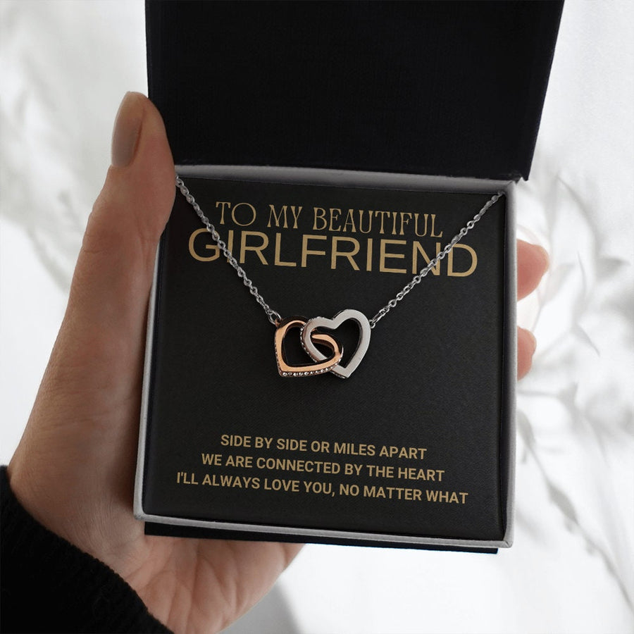 Long distance relationship gift for girlfriend, love knot necklace, missing you gift
