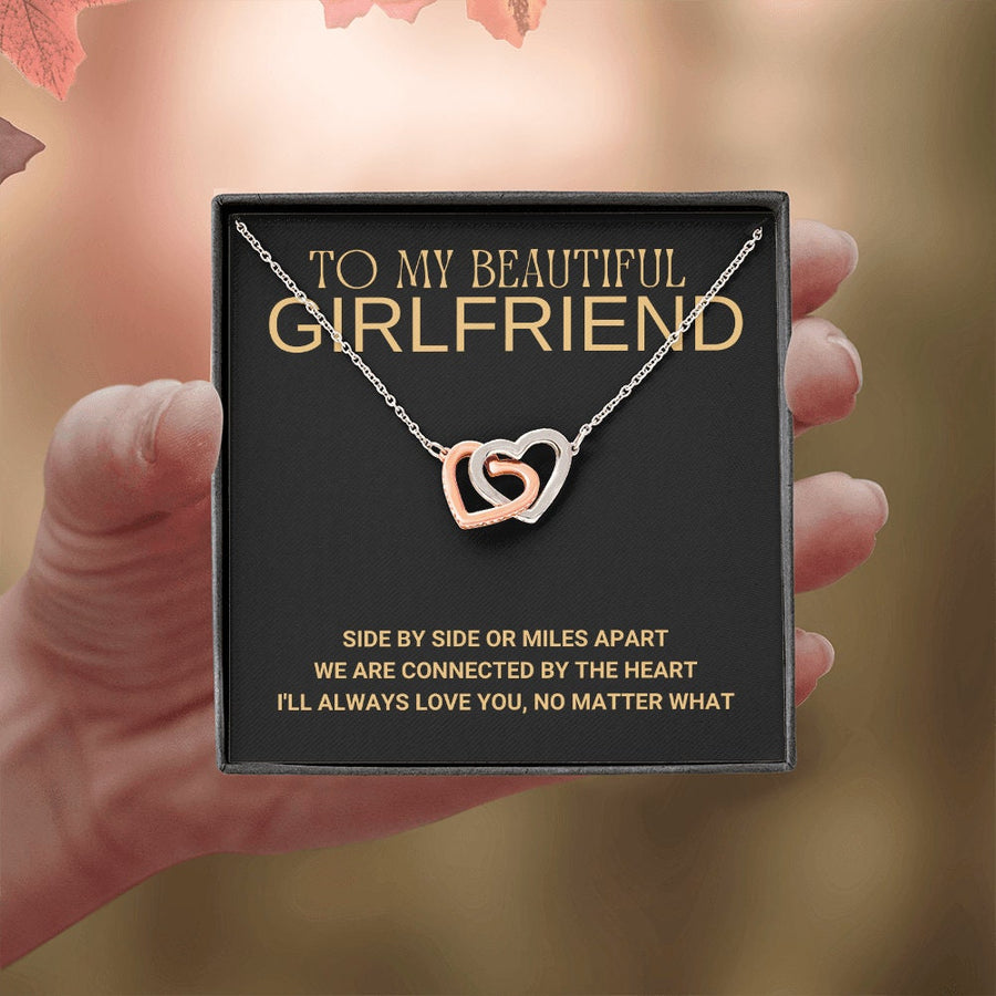Long distance relationship gift for girlfriend, love knot necklace, missing you gift